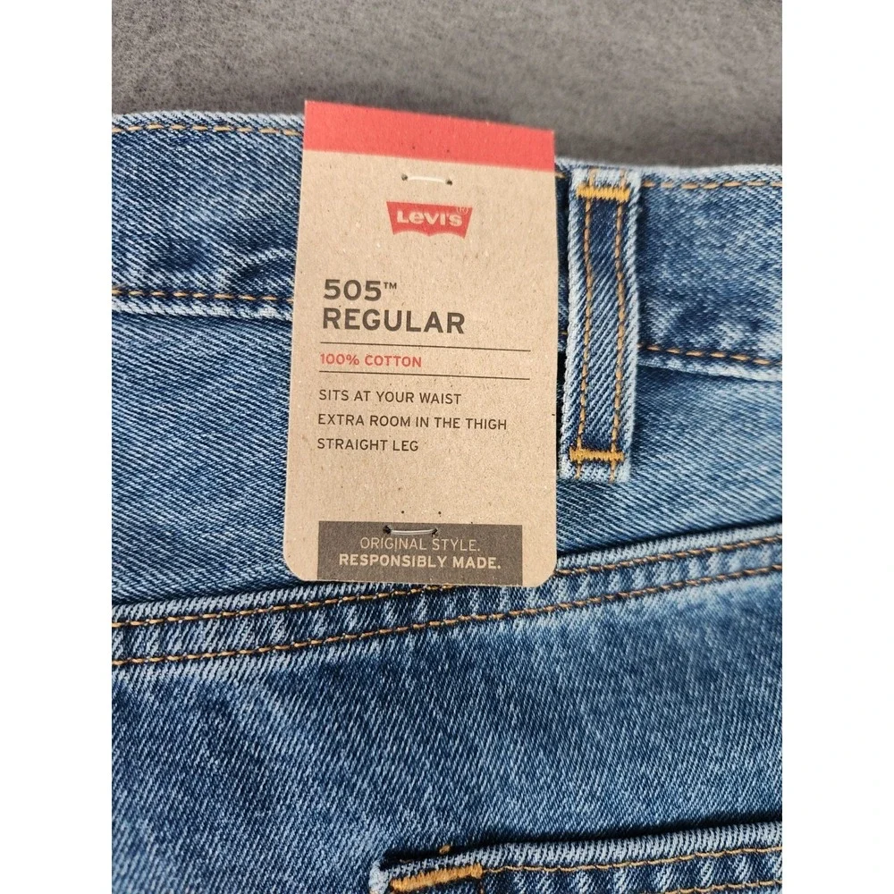 Levis 505 Jeans Men 54x30 Blue Straight Leg Zip Fly Denim Big & Tall Classic NEW